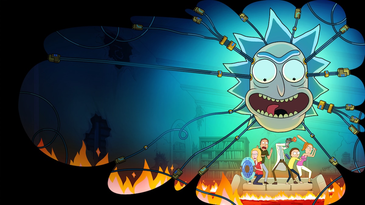 Rick and the Smith family in the wildly imaginative Rick and Morty universe